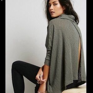 Free People waffle knit open back sweater